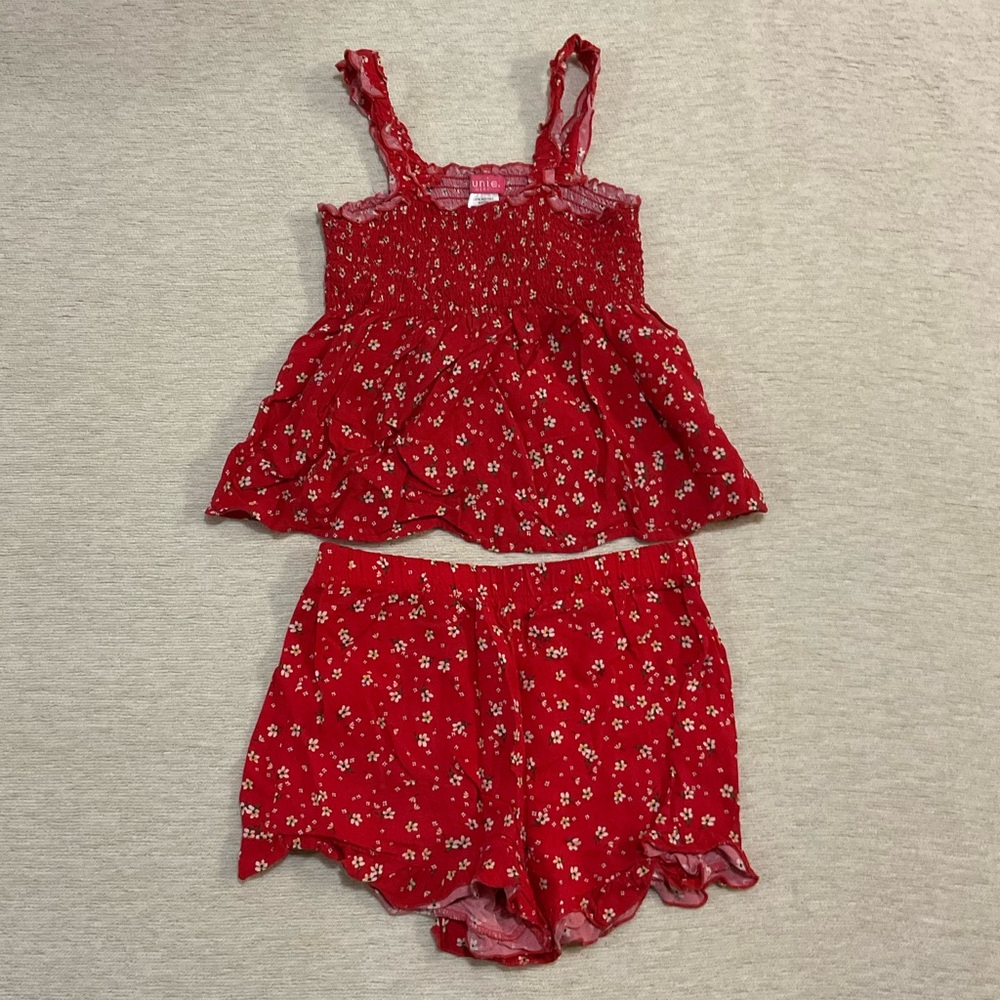 Red Floral Two-Piece Set for girls Size 6-6x